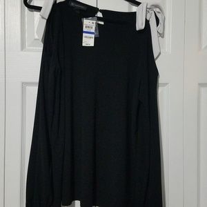 INC Cold shoulder white tie detail top NWT